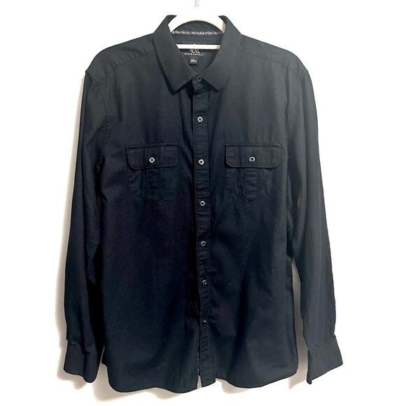 Rock & Republic Mens XL Black Button-Up Shirt Casual Western - Picture 1 of 4